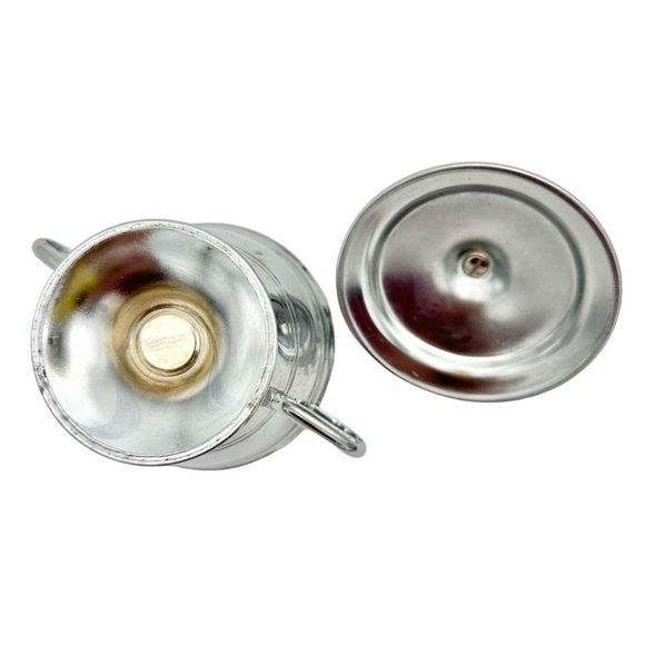 Classic Sugar Bowl and Creamer Silver Tone - Picture 3 of 6